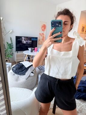 Zara cropped linen top